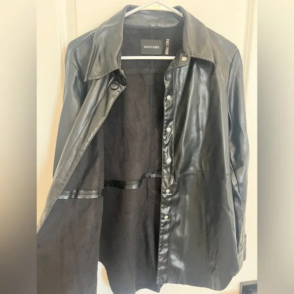 DOLCE CABO Faux Vegan Leather Button Up Shirt SIZE Small NWOT - Picture 8 of 11